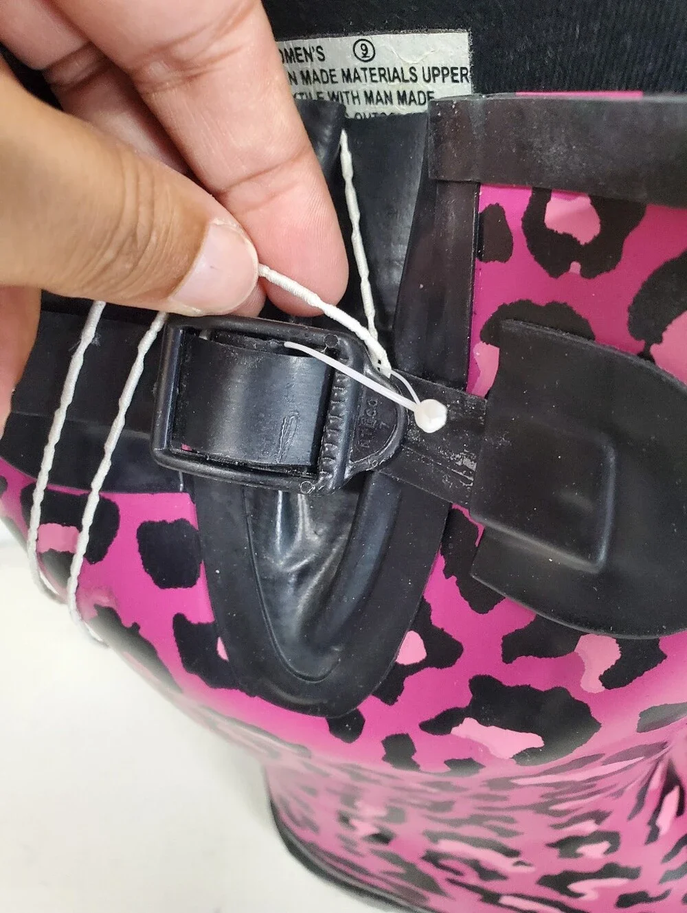 Target Cheetah Print Pink And Black Knee Length Rubber Rain Boots Size 9